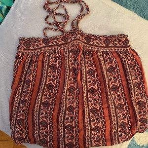 American Eagle Burnt Orange printer halter top